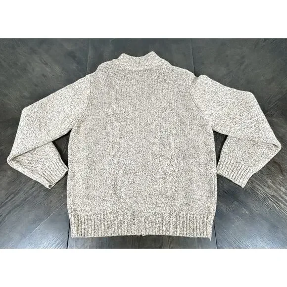 L.L Bean Men's M Heavyweight 100% Lambs Wool Sweater Jacket Beige Oatmeal - Picture 11 of 11